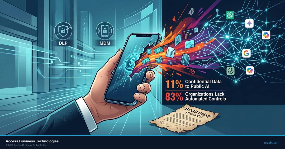 BYOD AI security gap showing personal devices and financial institution data risk