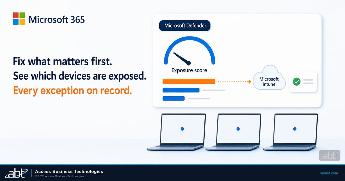 Microsoft Defender Vulnerability Management ranks device vulnerabilities by exposure and hands each fix to Microsoft Intune as a tracked task for a financial institution's IT team