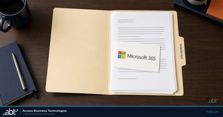An open vendor file folder holding printed audit reports for Microsoft 365 vendor due diligence