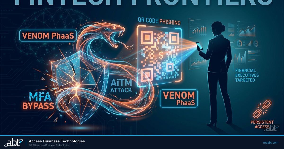 VENOM PhaaS QR code AiTM phishing attack targeting financial institution executives