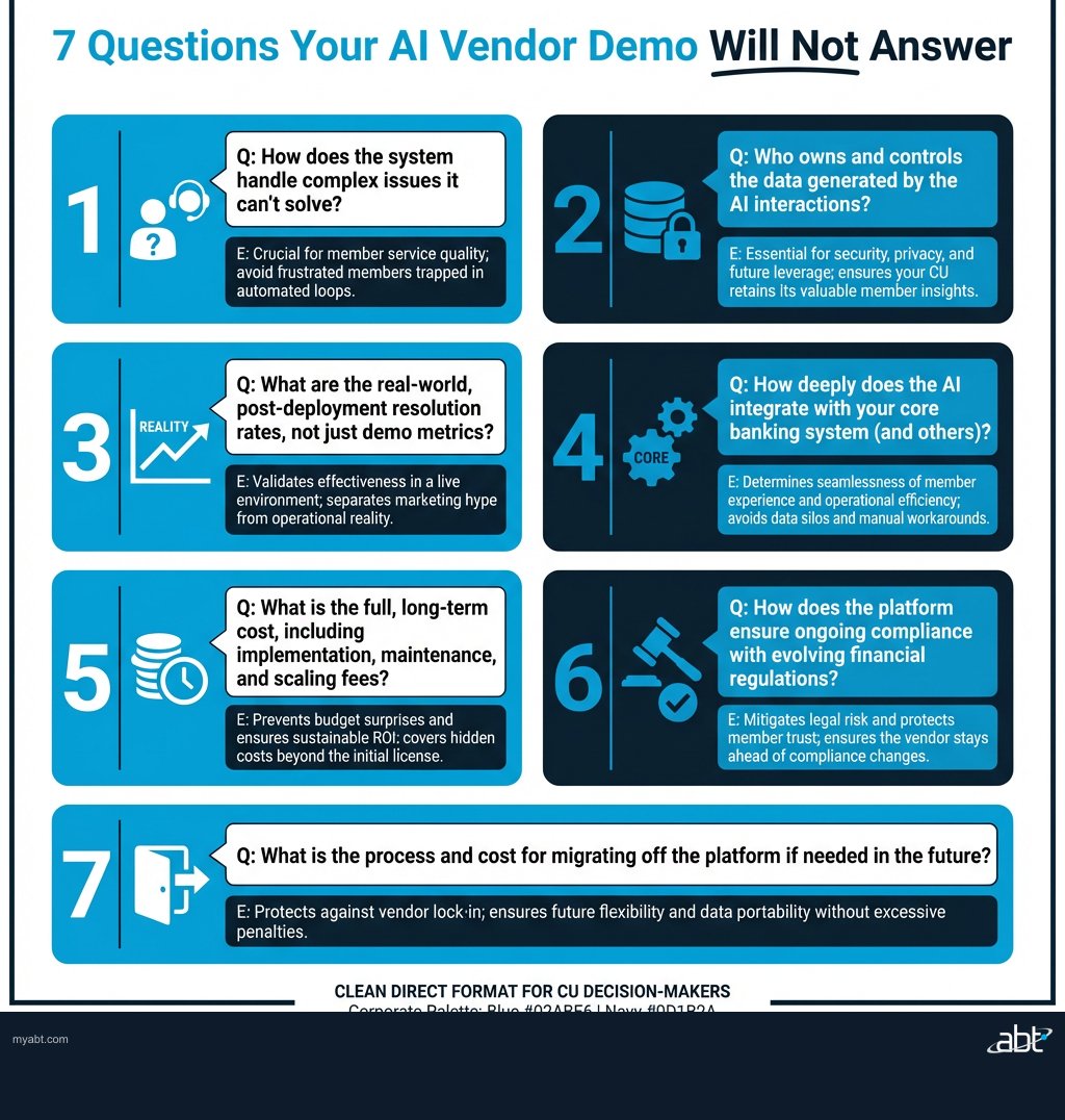 Seven questions credit union decision-makers should ask AI vendors that demos will not answer