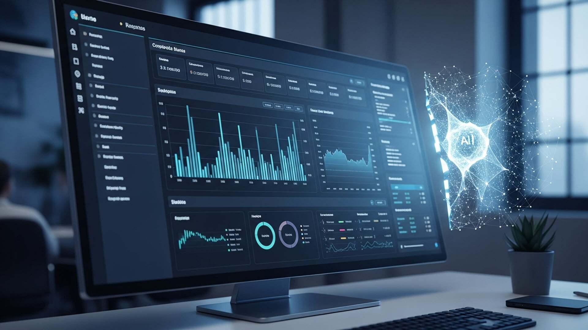 Enterprise dashboard showing unused Microsoft Copilot licenses at a financial institution